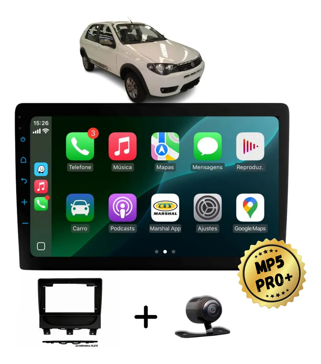 Kit Multimidia Mp5 Pro+ 9'' Fiat Palio Way E Economy 2014/18