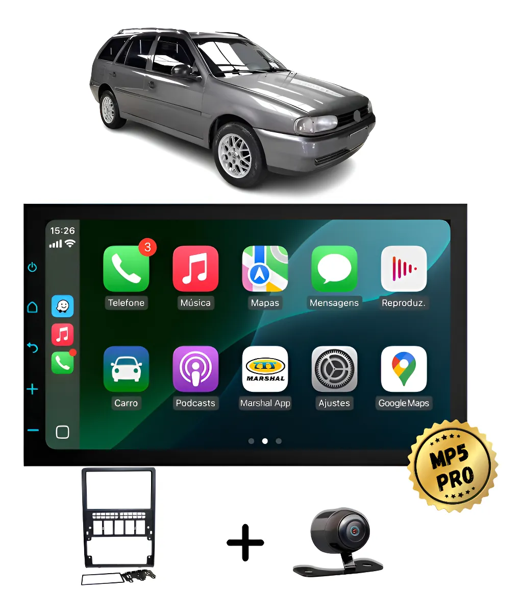Kit Multimidia Mp5 Pro+ 7' Tiguan 2008 2009 2010 2011 À 2018 Preta