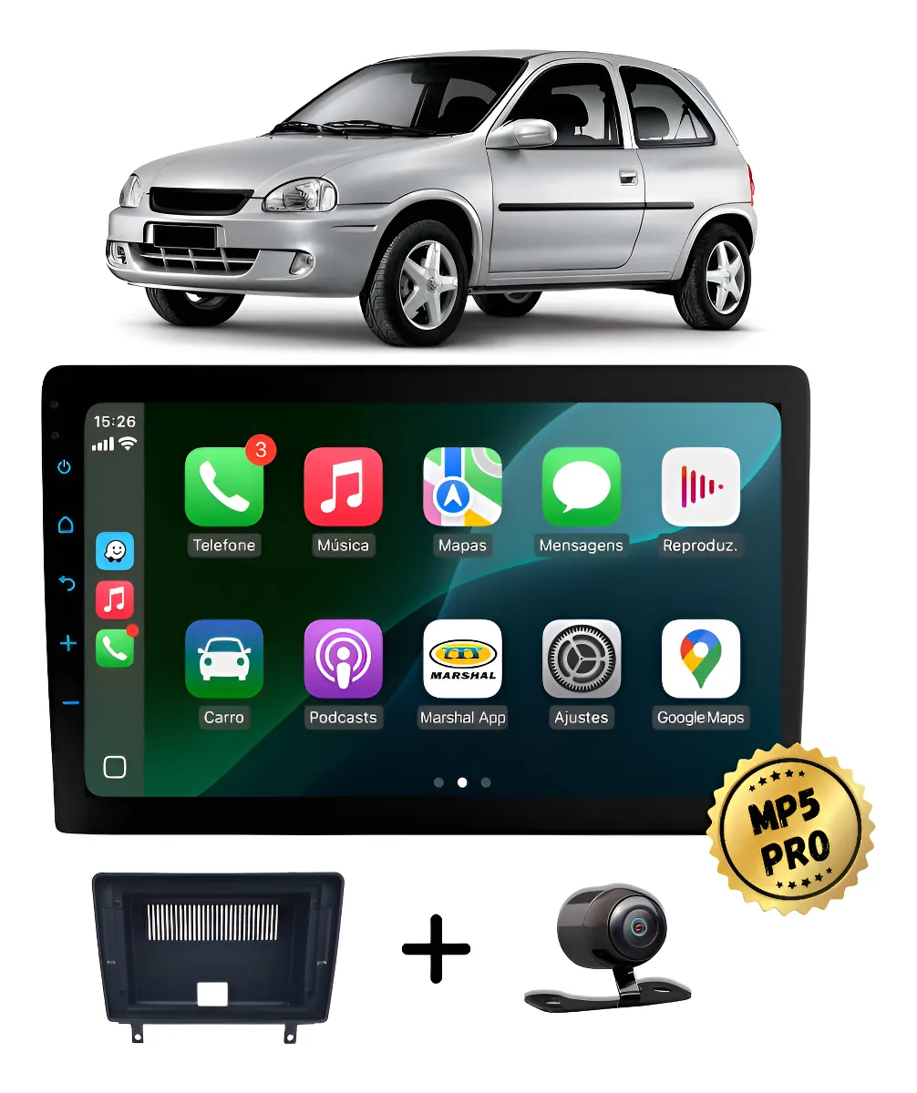 Kit Multimidia Mp5 Pro+ 9  Corsa Hatch Classic Sedan 93/04 Preto