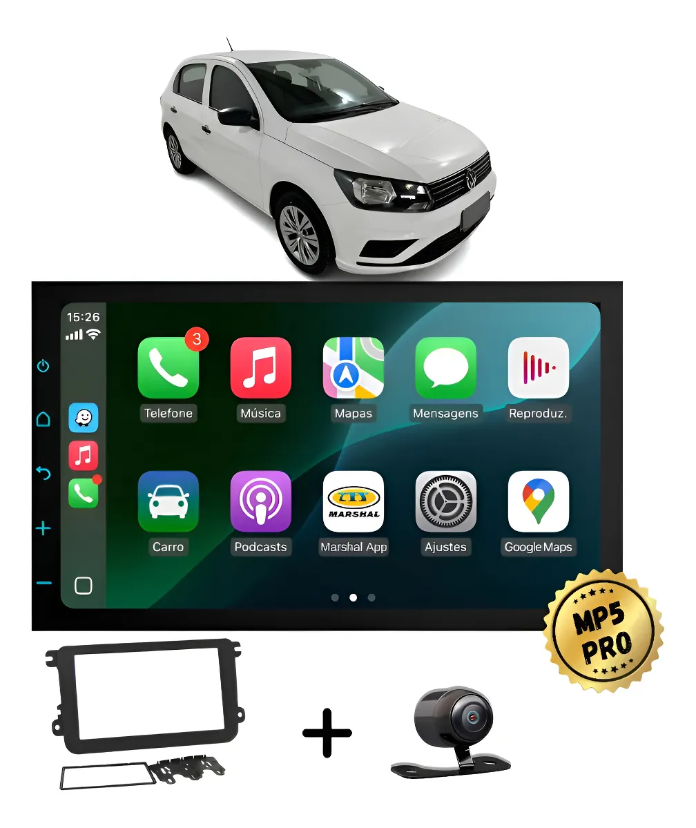 Kit Multimidia Mp5 Pro+ 7' Gol G7 E G8 2017 2018 2019 Acima
