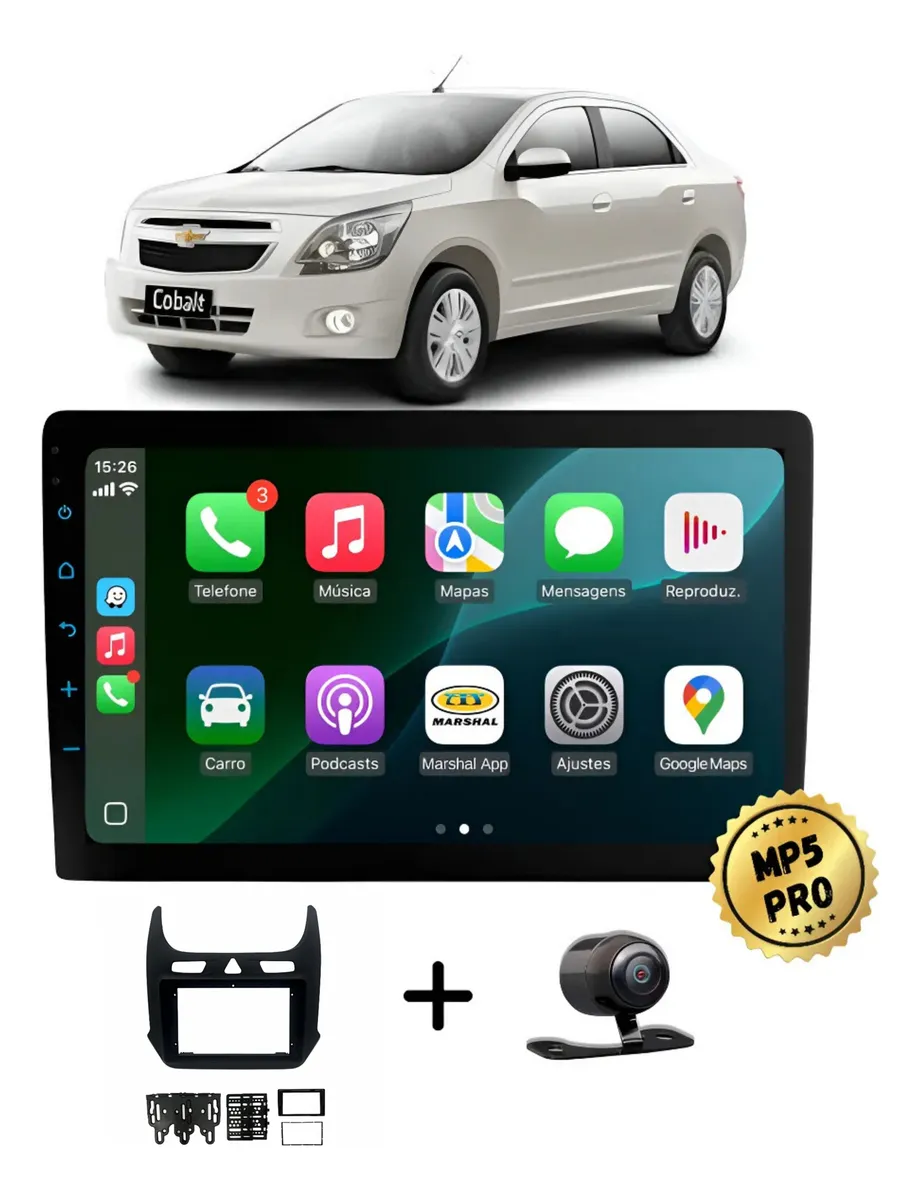 Kit Multimidia Mp5 Pro+ 9'' Chevrolet Cobalt 2011 Até 2019