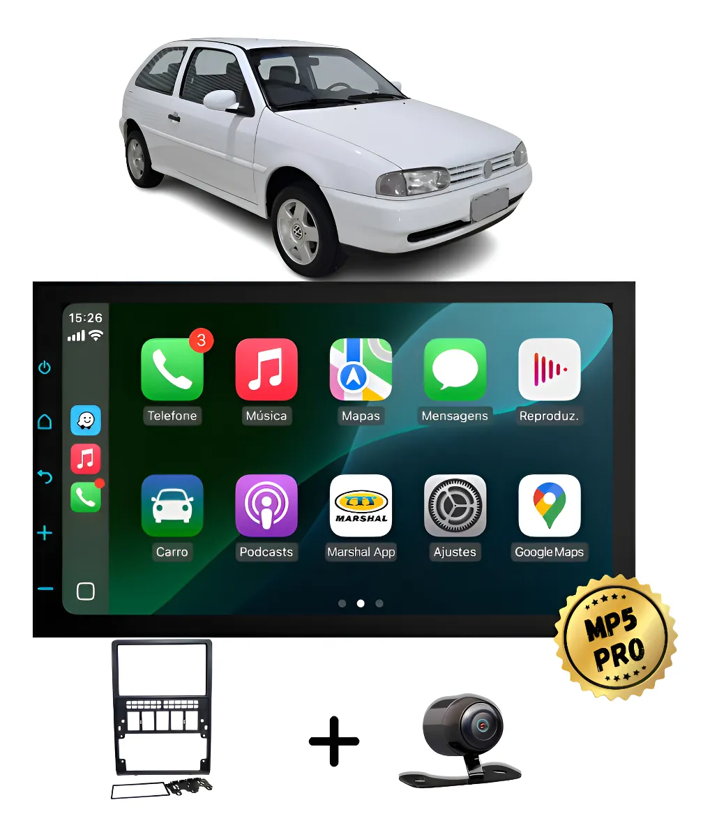 Kit Multimidia Mp5 Pro+ 7  Vw Gol Bola G2 Preta