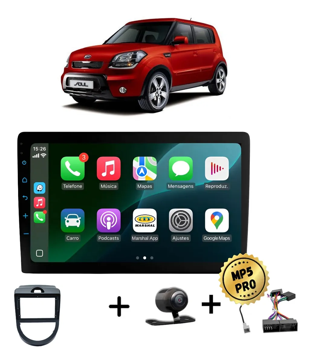 Kit Multimidia Mp5 Pro+ 9' Kia Soul 2008 2010 2011 +chicote