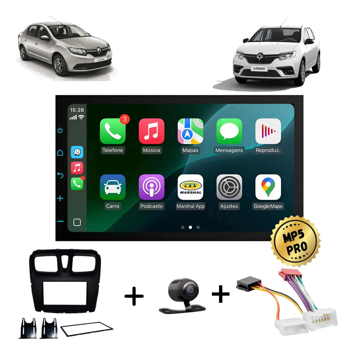 Kit Multimidia Mp5 Pro+ 7  Renault Logan 2014/2025