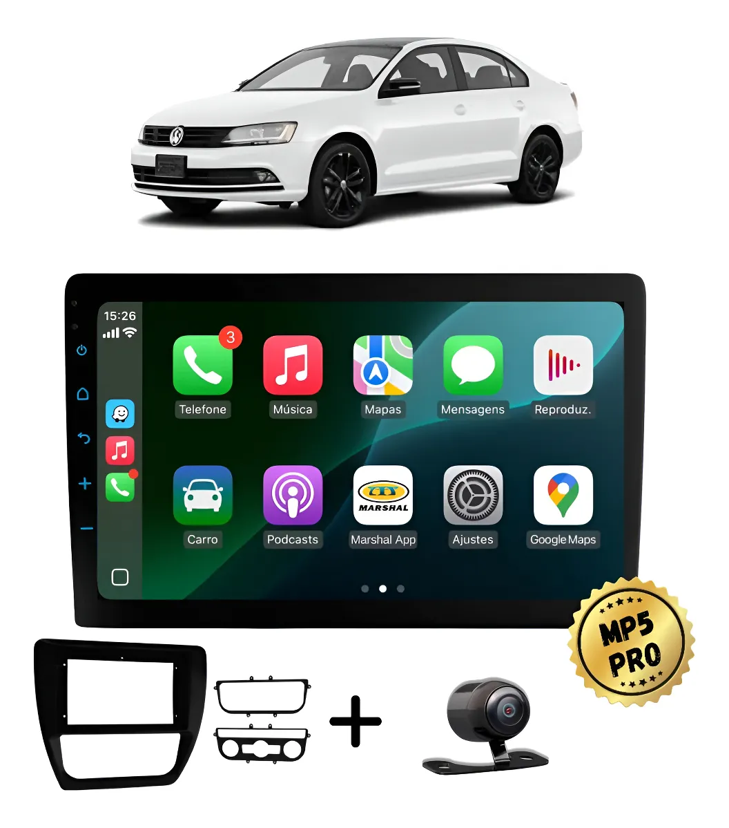 Kit Multimidia Mp5 Pro+ 9'' Vw Jetta 2012/2018
