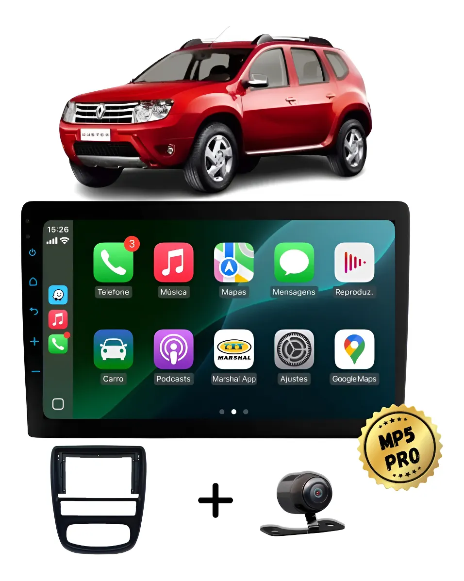 Kit Multimidia Mp5 Pro+ 9' Renault Duster 2011 2012 À 2015 Preto