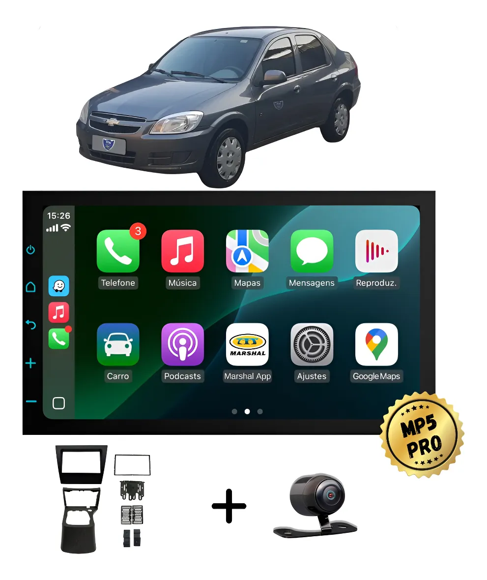 Kit Multimidia Mp5 Pro+ 7' Prisma 2006 2007 2008 2009 À 2012 Preto