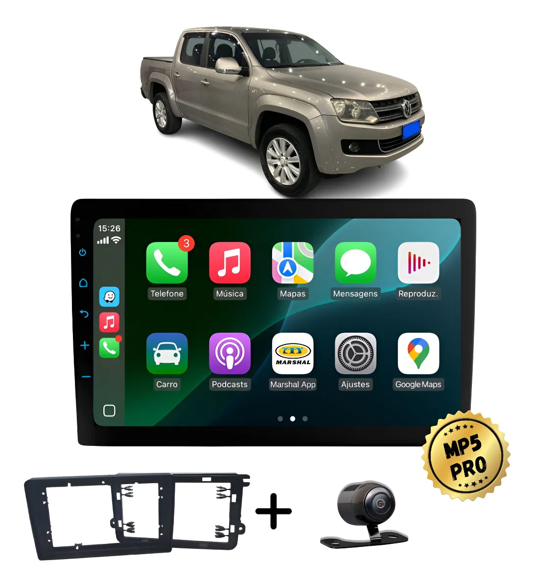 Kit Multimidia Mp5 Pro+ 9''  Flutuante Vw Amarok 2010/2016 Preto