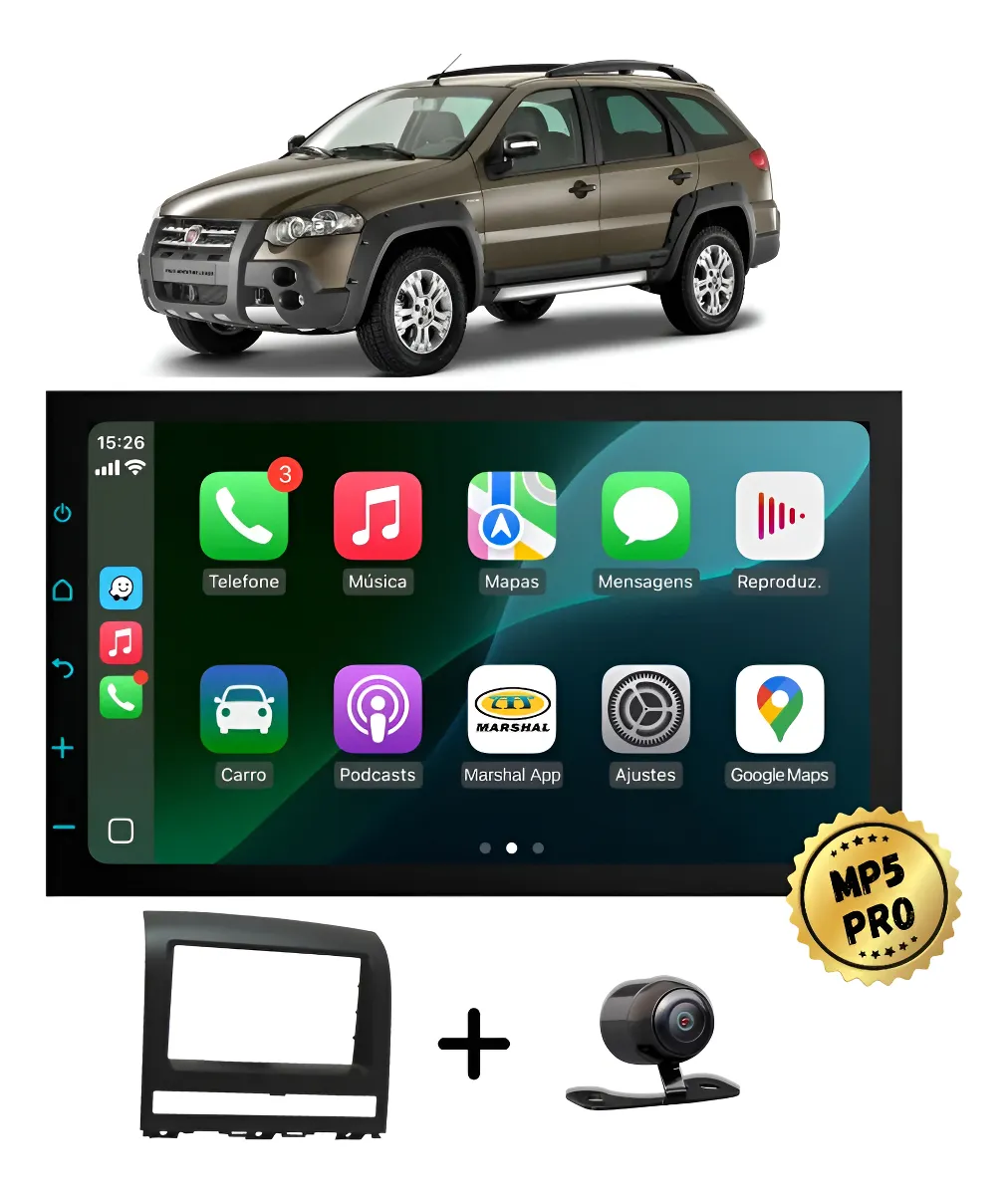 Kit Multimidia Mp5 Pro + 7  Fiat Palio Adventure 2008/2012