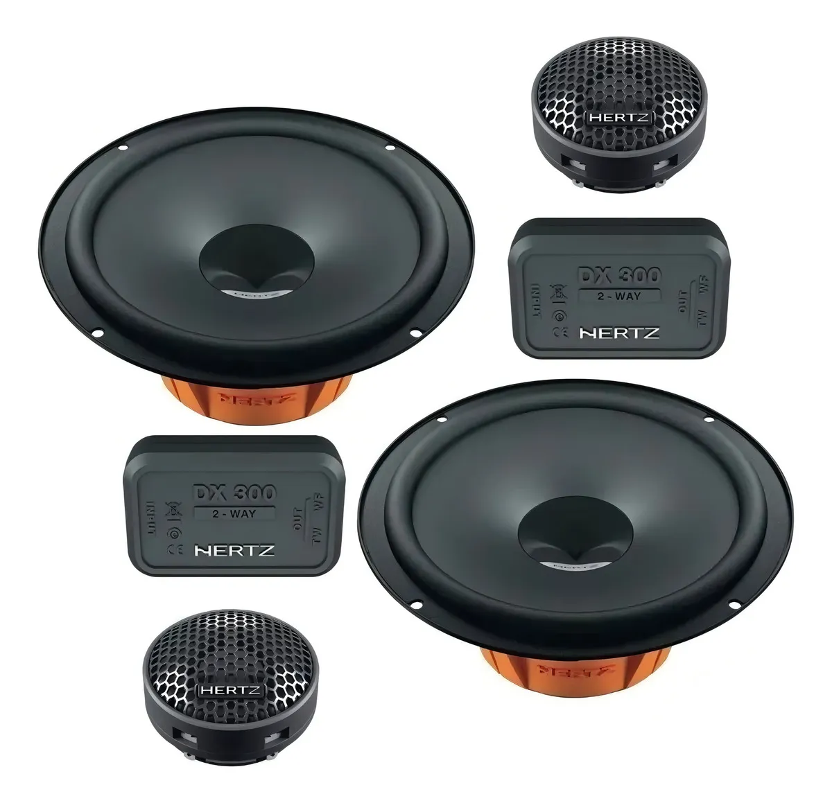 Kit Alto Falante 2 Vias Hertz Dsk 165.3 160w 4 Ohms 6 Polegadas Cor Preto