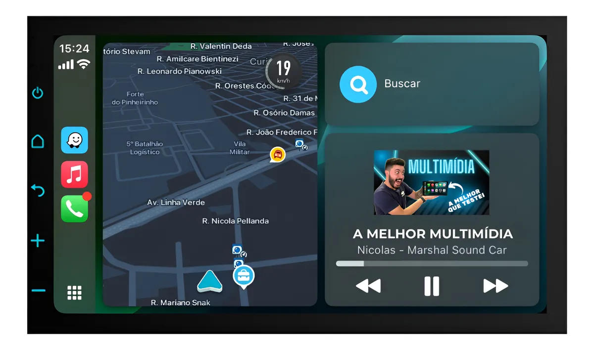 Multimídia Android Navpro 7'' Quadcore 4g 64gb C/ Carplay Preto