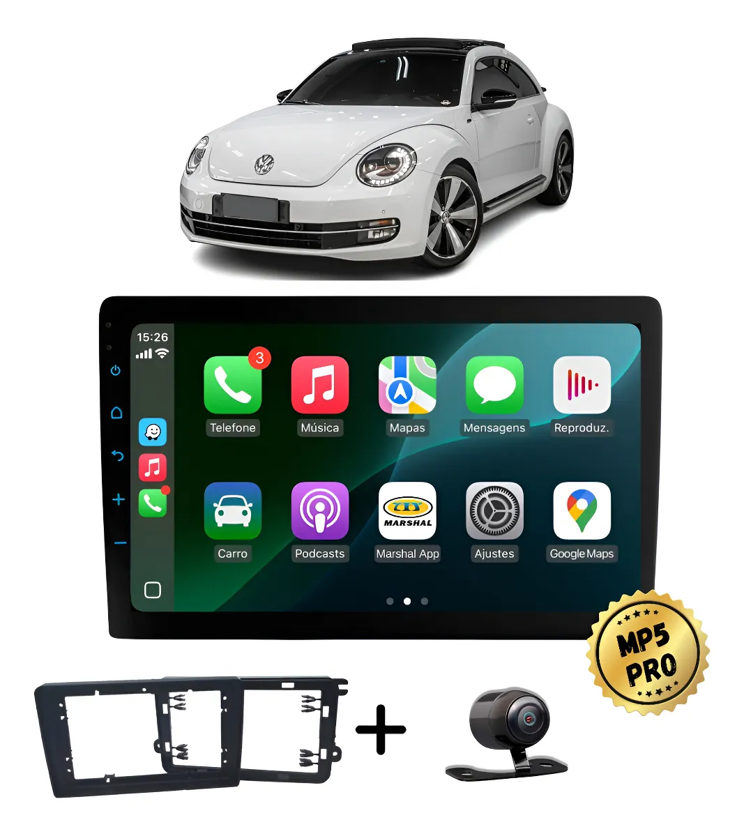 Kit Multimidia Mp5 Pro+ 9' Fusca 2011 2012 2013 2014 À 2019