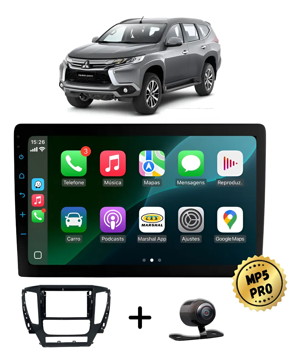Kit Multimidia Mp5 Pro+ 9' Pajero Sport 2018 2019 2020