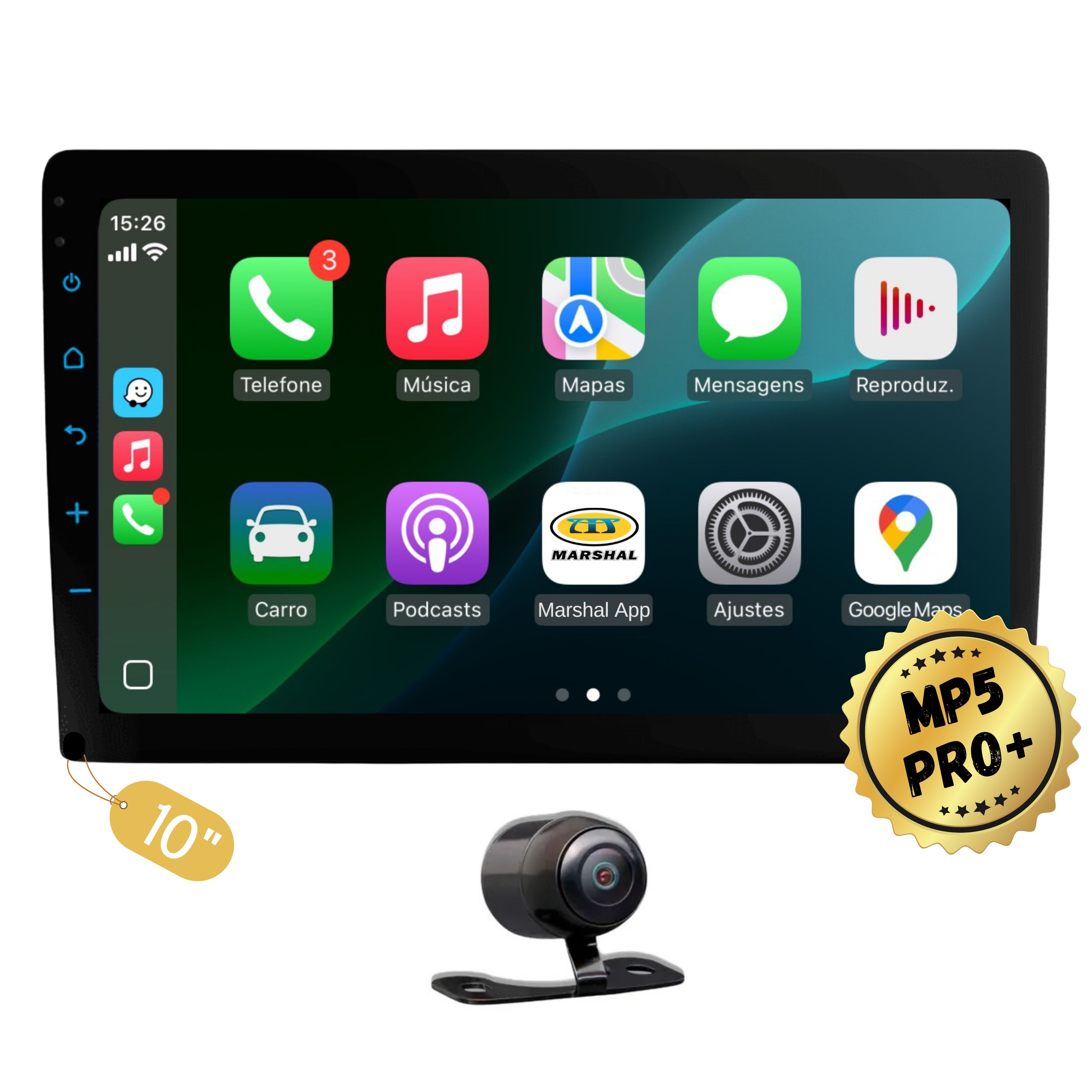 Multimidia 10" Polegadas Mp5 Pro+ Com Carplay & Android Auto Sem Fio