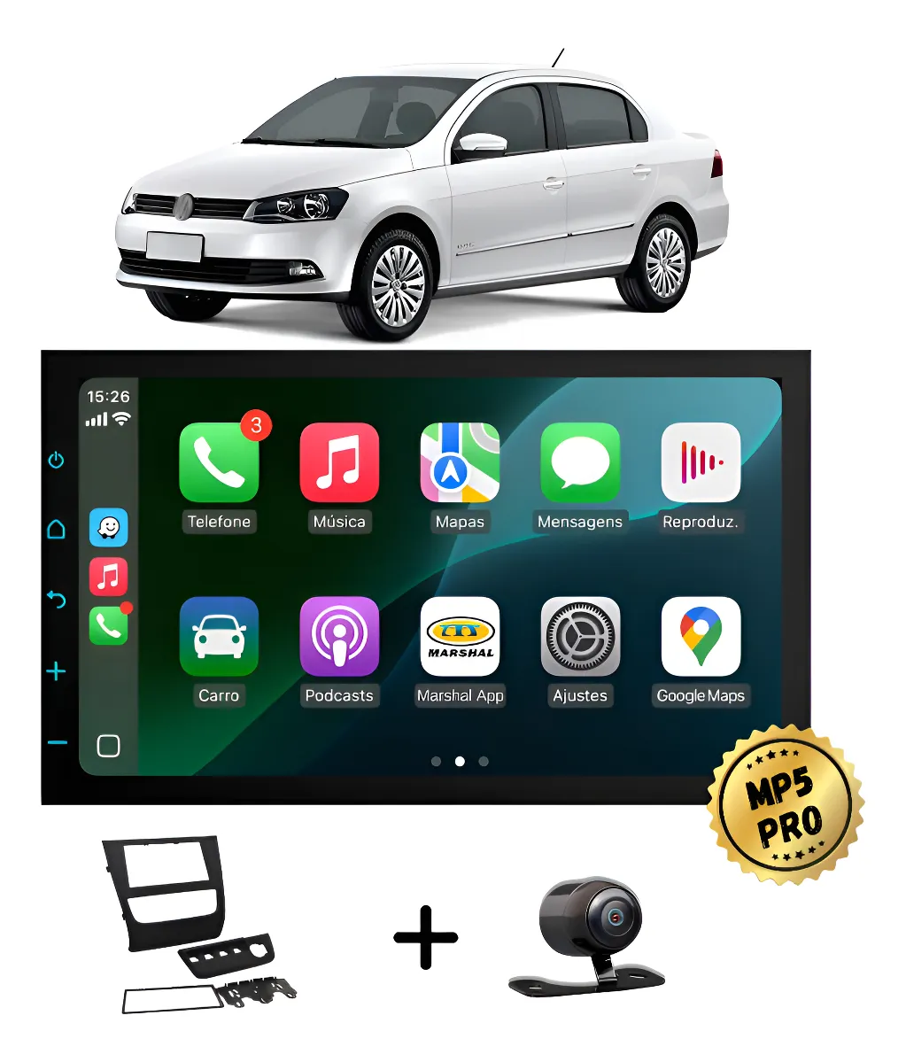Kit Multimidia Mp5 Pro+ 7  Voyage Gol E Saveiro G6 2015/2018 Preta